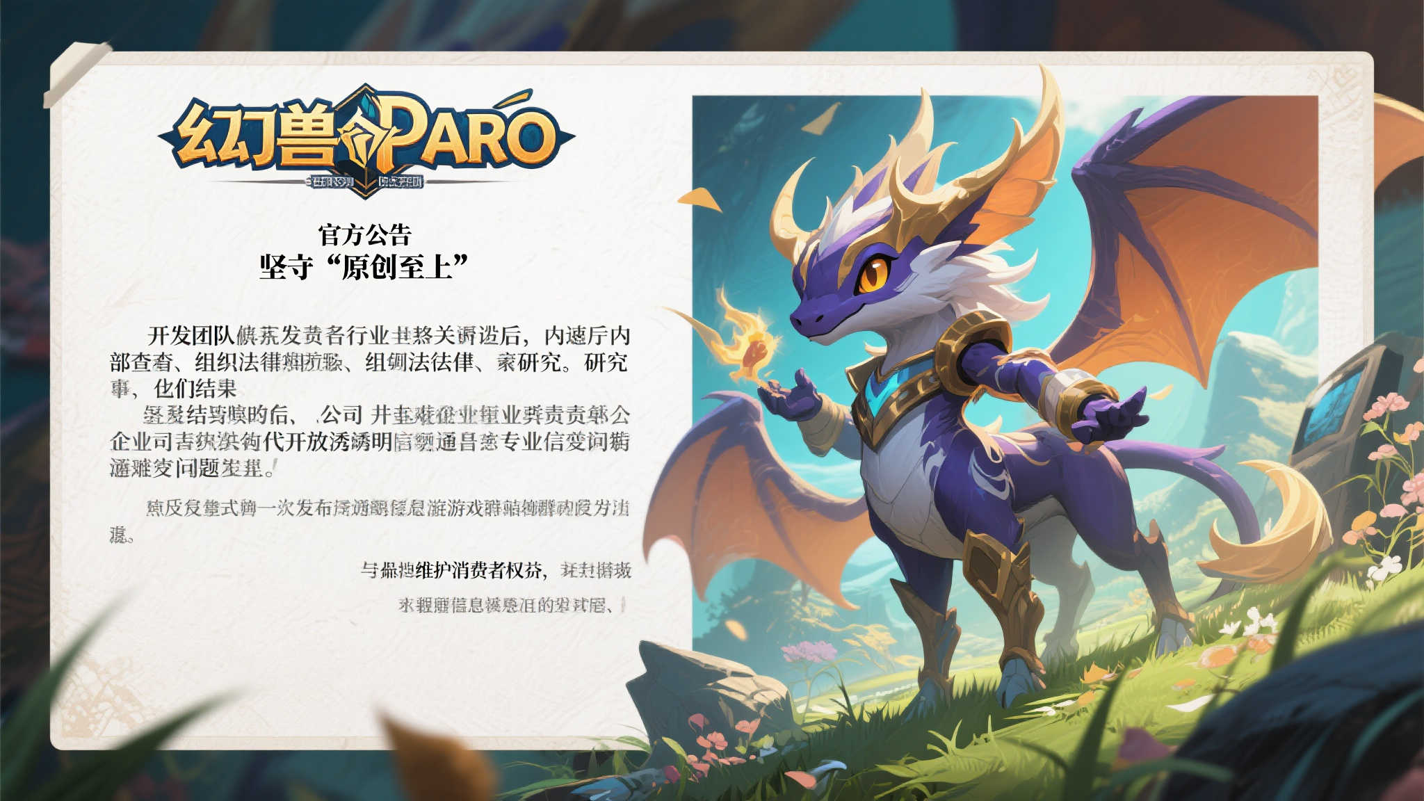 《幻兽帕鲁》发布调整公告 积极应诉专利争议
