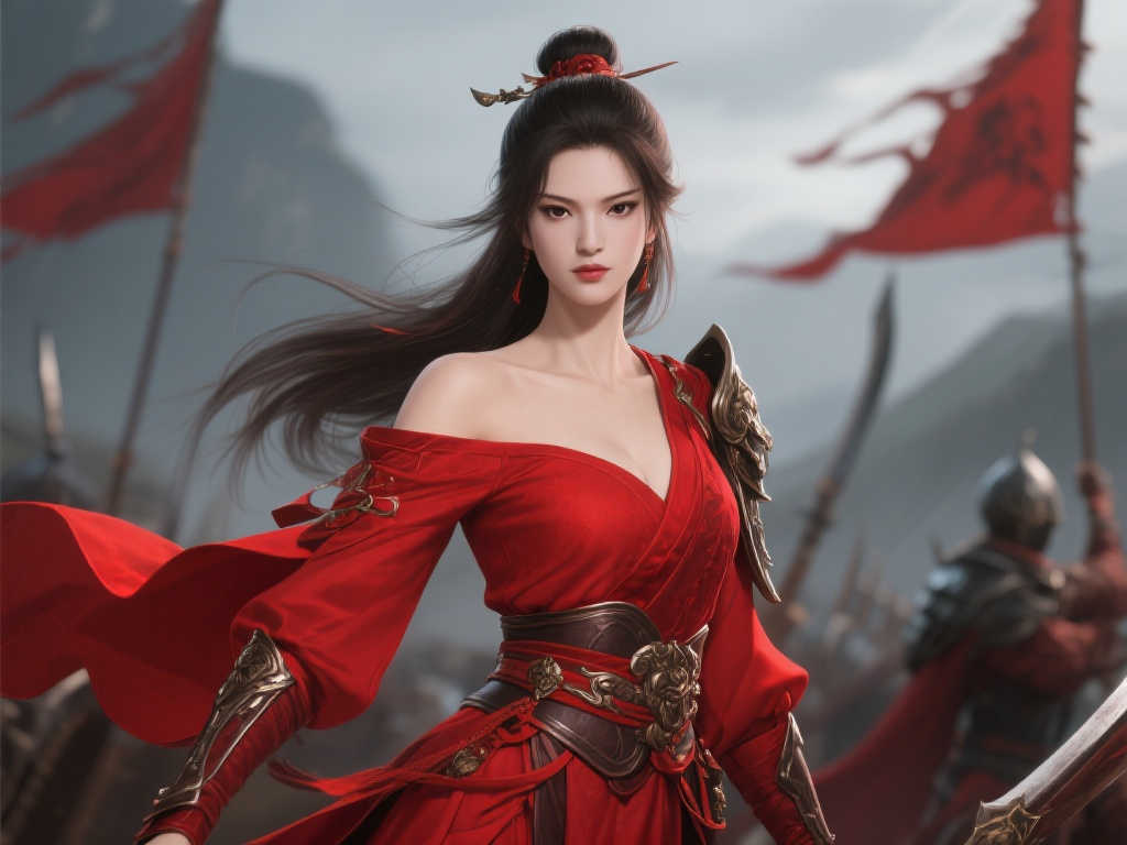 《明末 渊虚之羽》红衣女主全新造型：香肩微露，展现刚柔之美！