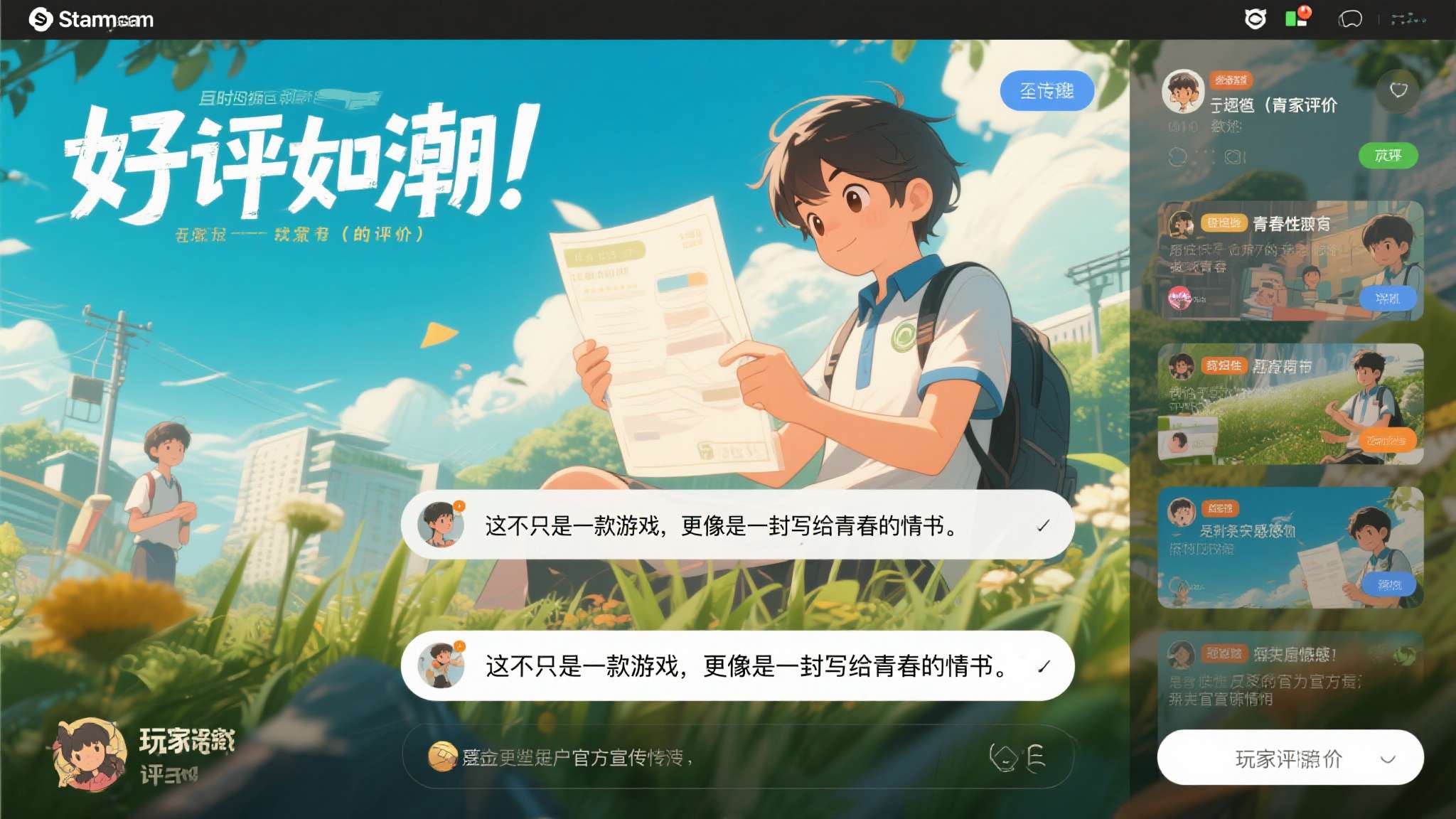 与此同时，Steam平台的玩家评价也呈现出"好评如潮"的态势。不少玩家在评论区留